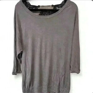 Vintage LA Movers Women's Gray Embroidered Floral Blouse Size S